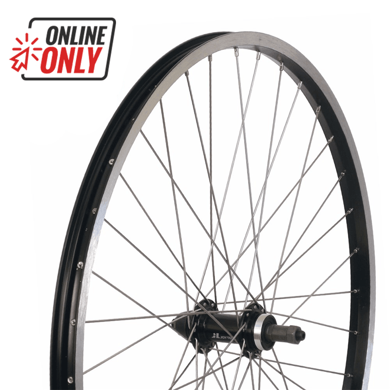 26" MTB Alloy Screw-on Rear Wheel - Black Rim - Silver Spokes - bikes.com.au