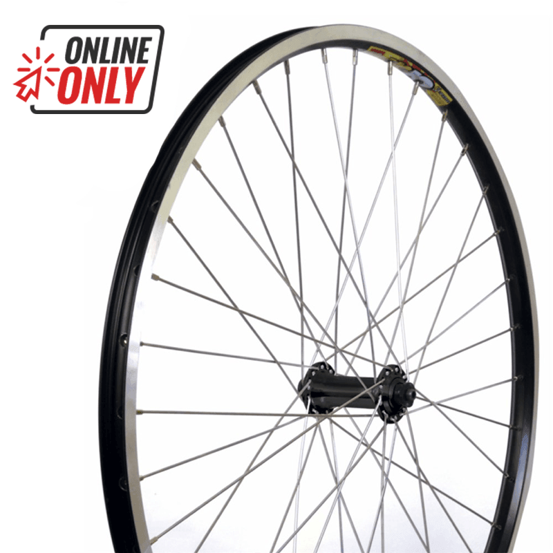 27.5" MTB Alloy Front Wheel - Black Rim - Silver Spokes - bikes.com.au