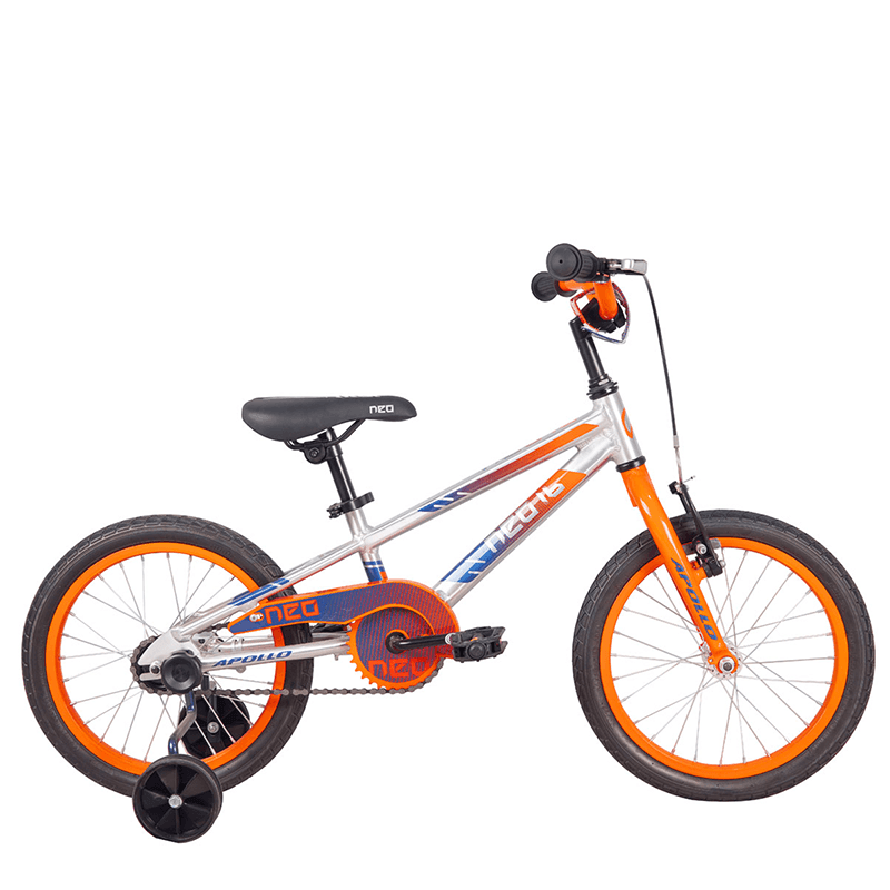 Apollo Neo+ 16" Kids Bikes - Brushed Alloy / Orange / Navy Blue Fade - bikes.com.au