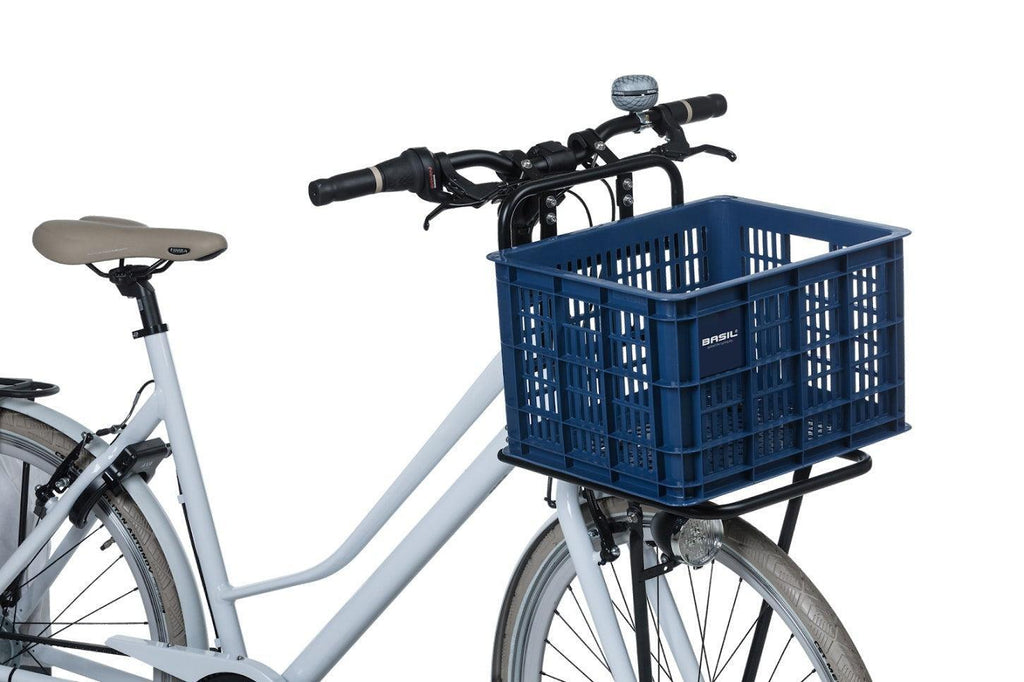 Basil Bicycle Crate Medium 33L - Blue Stone - bikes.com.au