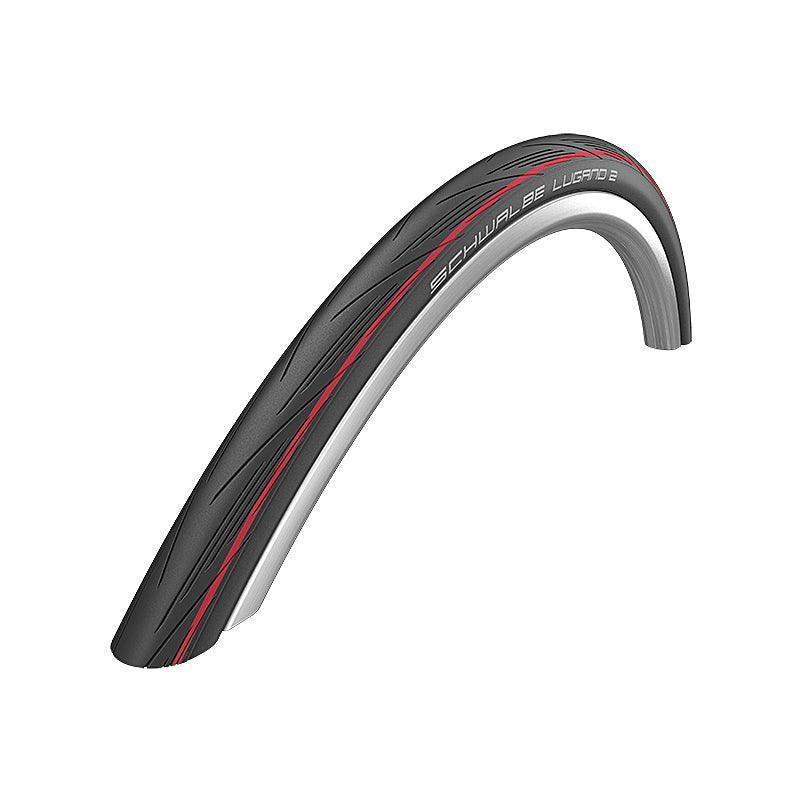 Schwalbe Lugano II 700 x 25c Wire Bead Tyre - Red Stripe - bikes.com.au