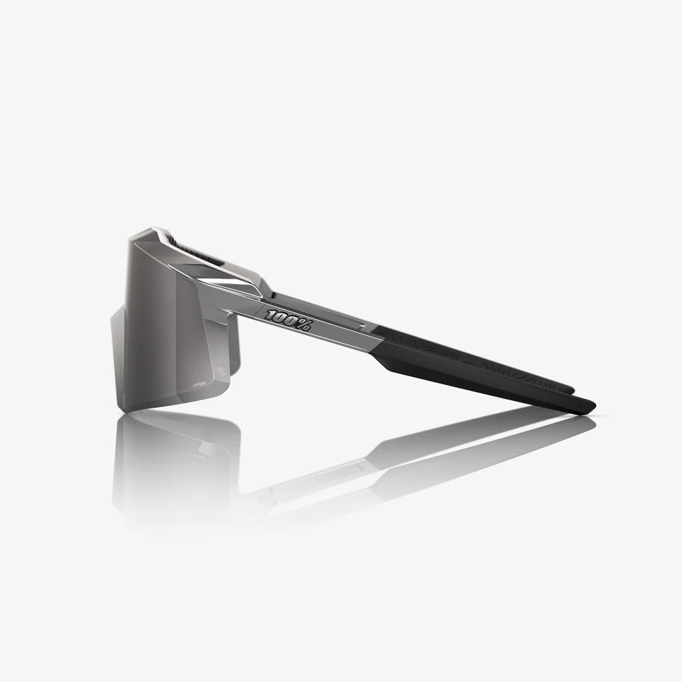100% AEROCRAFT Gloss Black Chrome HiPER® Silver Mirror Lens Sunglasses Temples