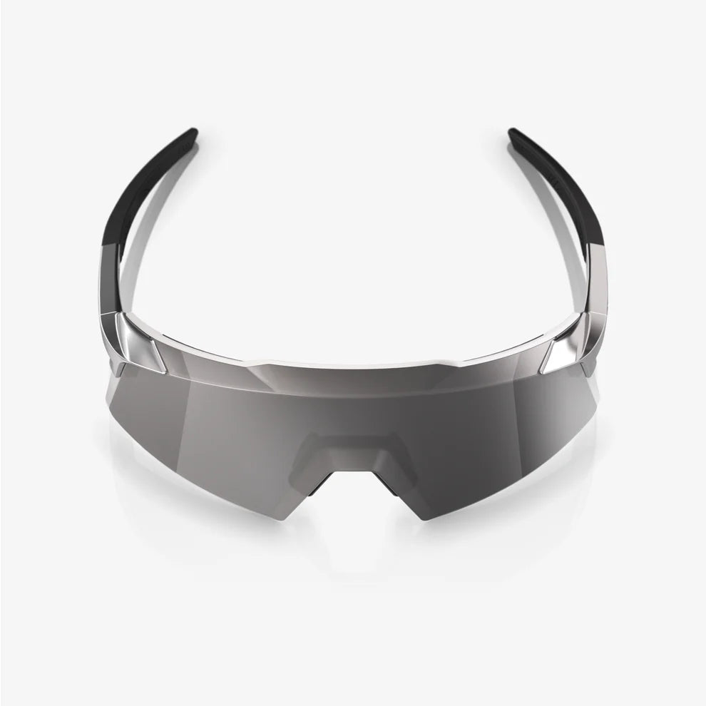 100% AEROCRAFT Gloss Black Chrome HiPER® Silver Mirror Lens Sunglasses top down