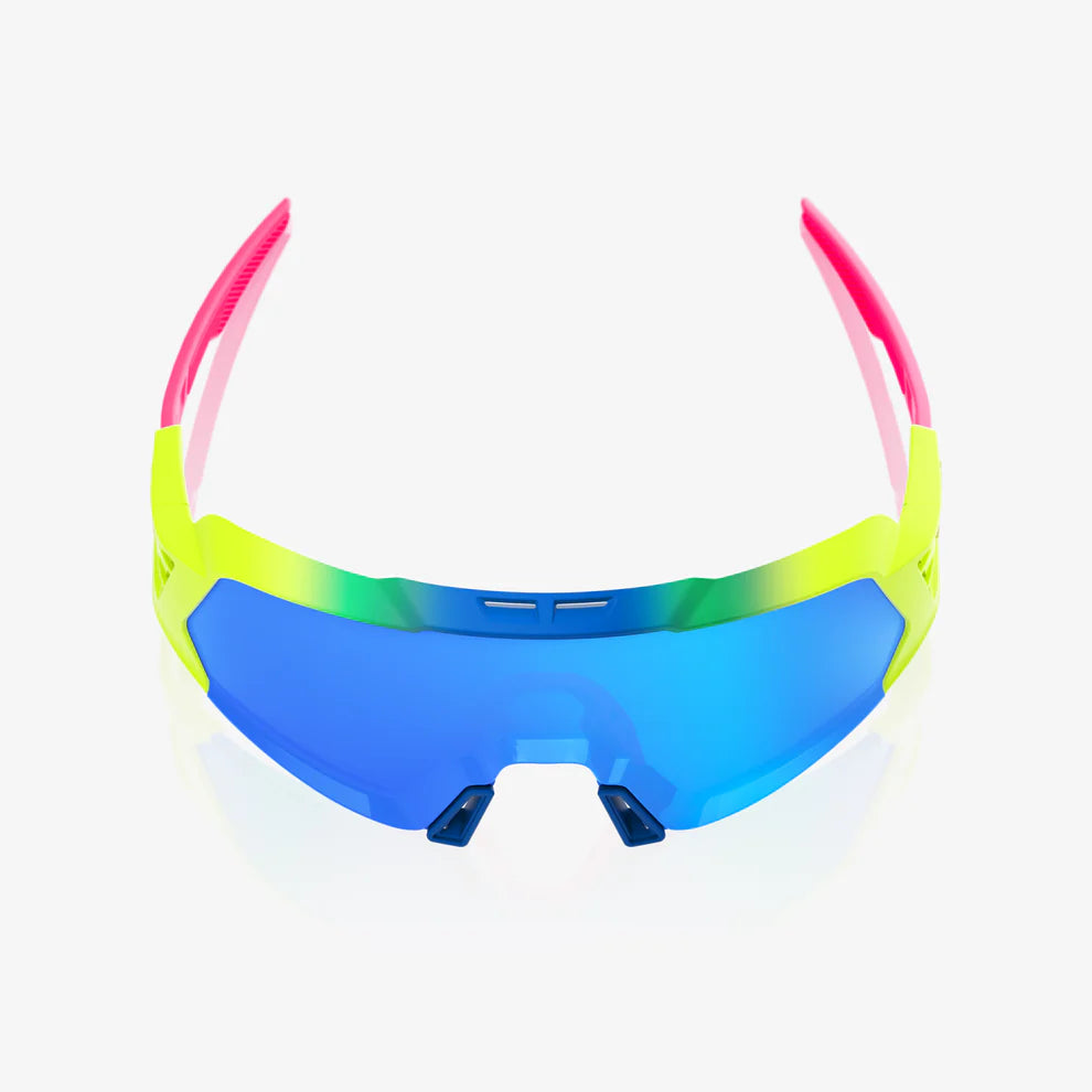 100% KORBIN X - Satin Blue - Blue Mirror Lenses Sunglasses top down