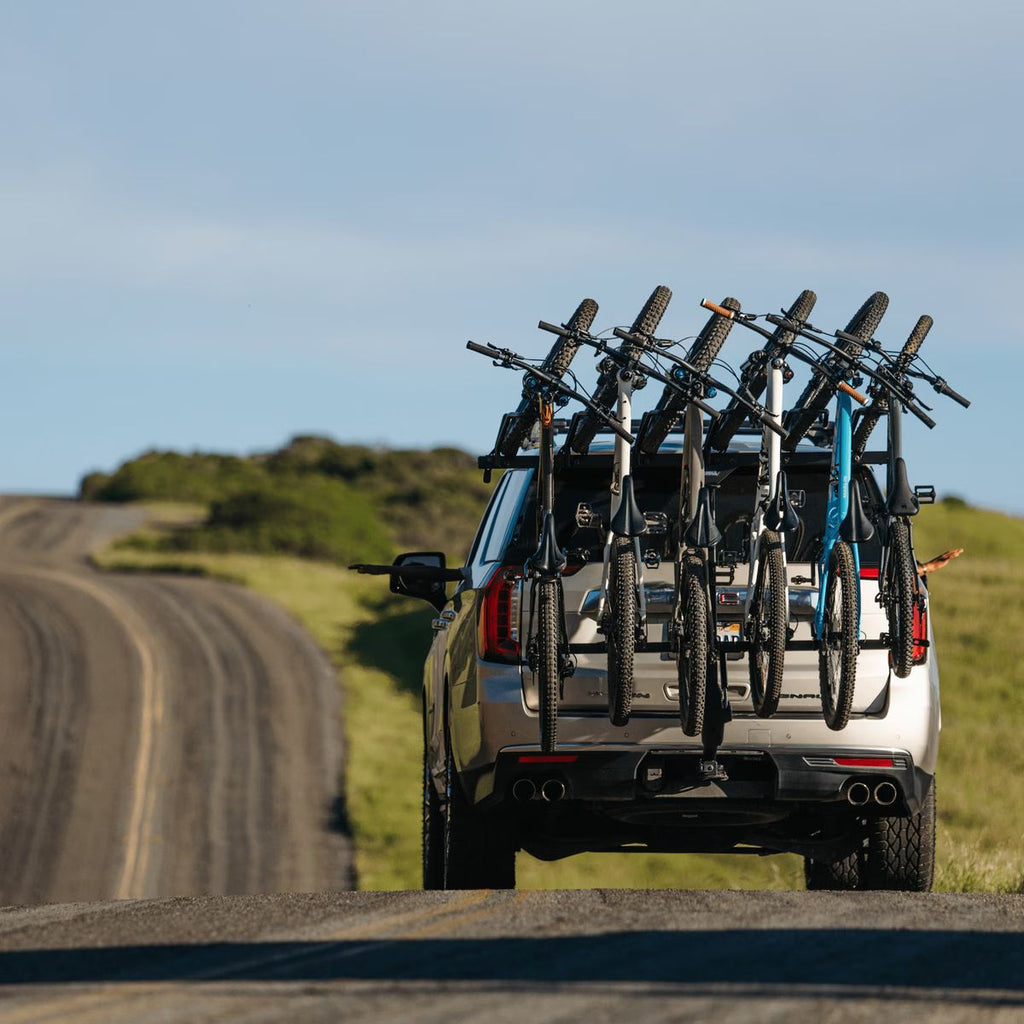 Thule ReVert 6-Bike Vertical Hitch Car Bike Rack Lifestyle In Use