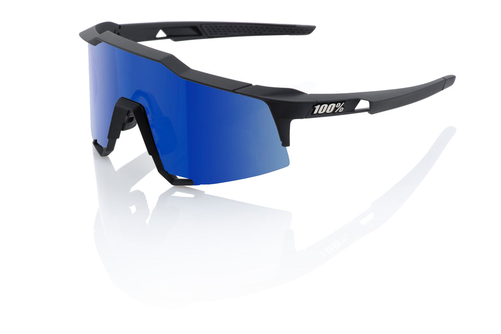 100% SPEEDCRAFT Cycling Sunglasses - Matte Black - HiPER Blue Mirror - Bikes.com.au