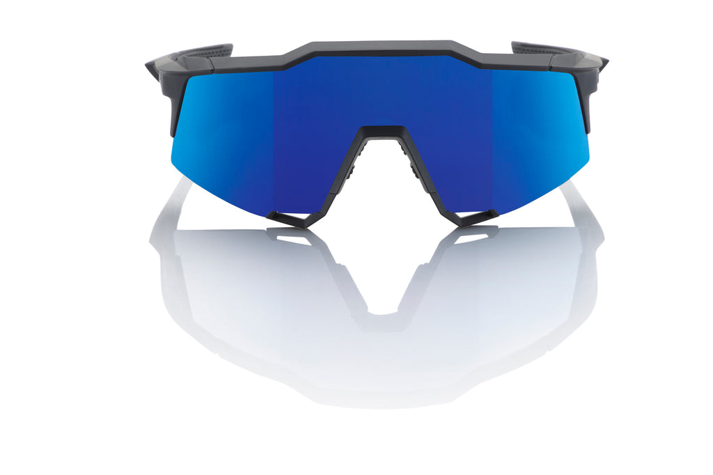 100% SPEEDCRAFT Cycling Sunglasses - Matte Black - HiPER Blue Mirror Lenses - Bikes.com.au