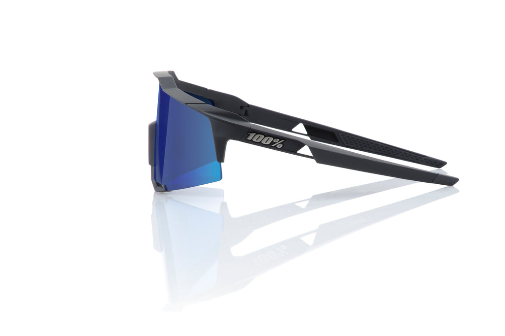 100% SPEEDCRAFT Cycling Sunglasses - Matte Black - HiPER Blue Mirror Side - Bikes.com.au