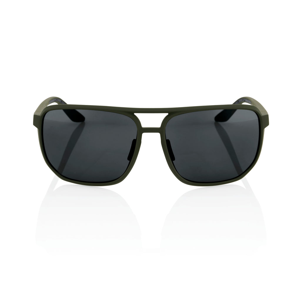 100% KONNOR Sunglasses - Soft Tact Army Green - Smoke Lenses - Bikes.com.au