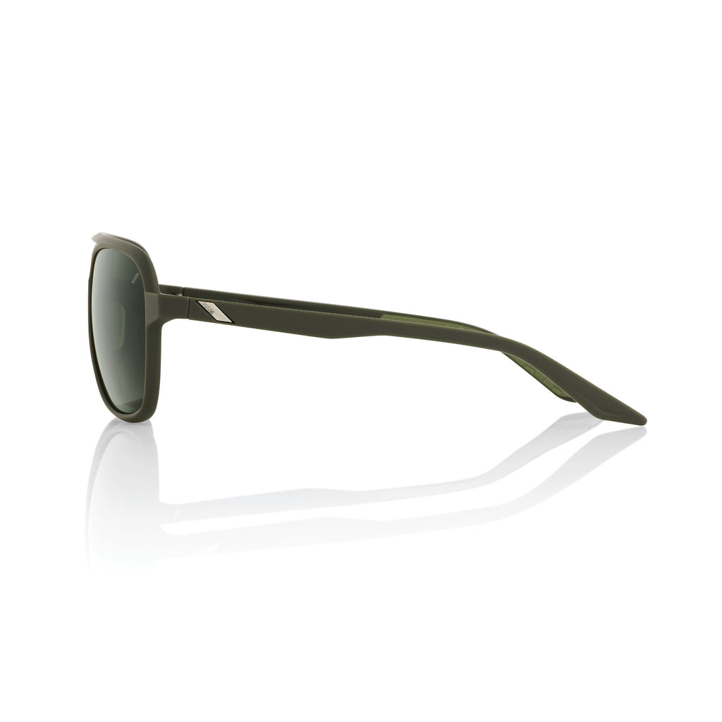 100% KAISA Sunglasses - Soft Tact Army Green - Grey Green Side - Bikes.com.au