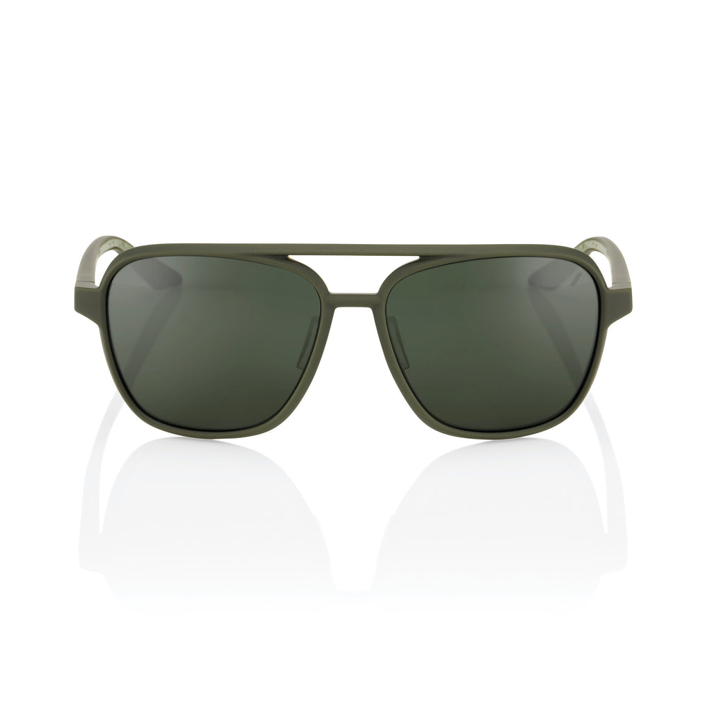 100% KAISA Sunglasses - Soft Tact Army Green Front - Grey Green - Bikes.com.au