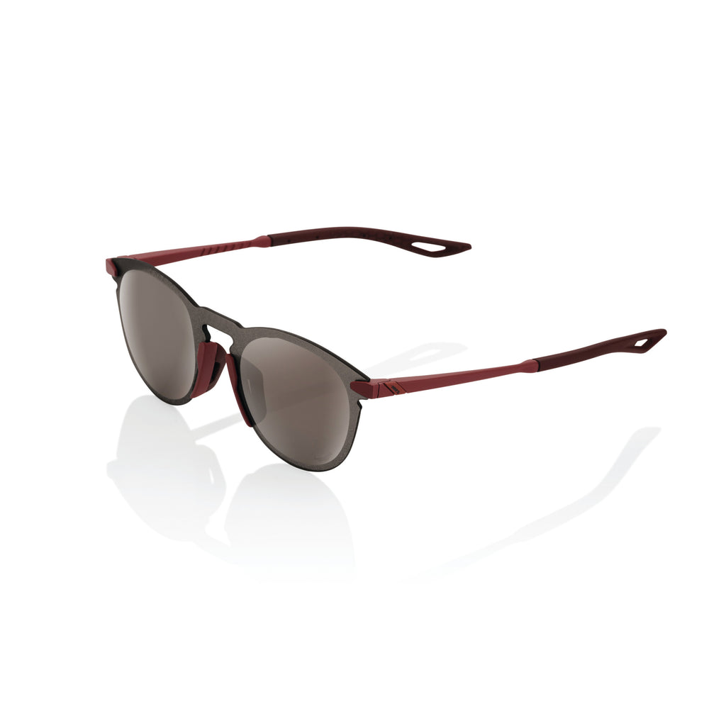 100% LEGERE ROUND Sunglasses - Soft Tact Crimson - HiPER Silver Mirror - Bikes.com.au