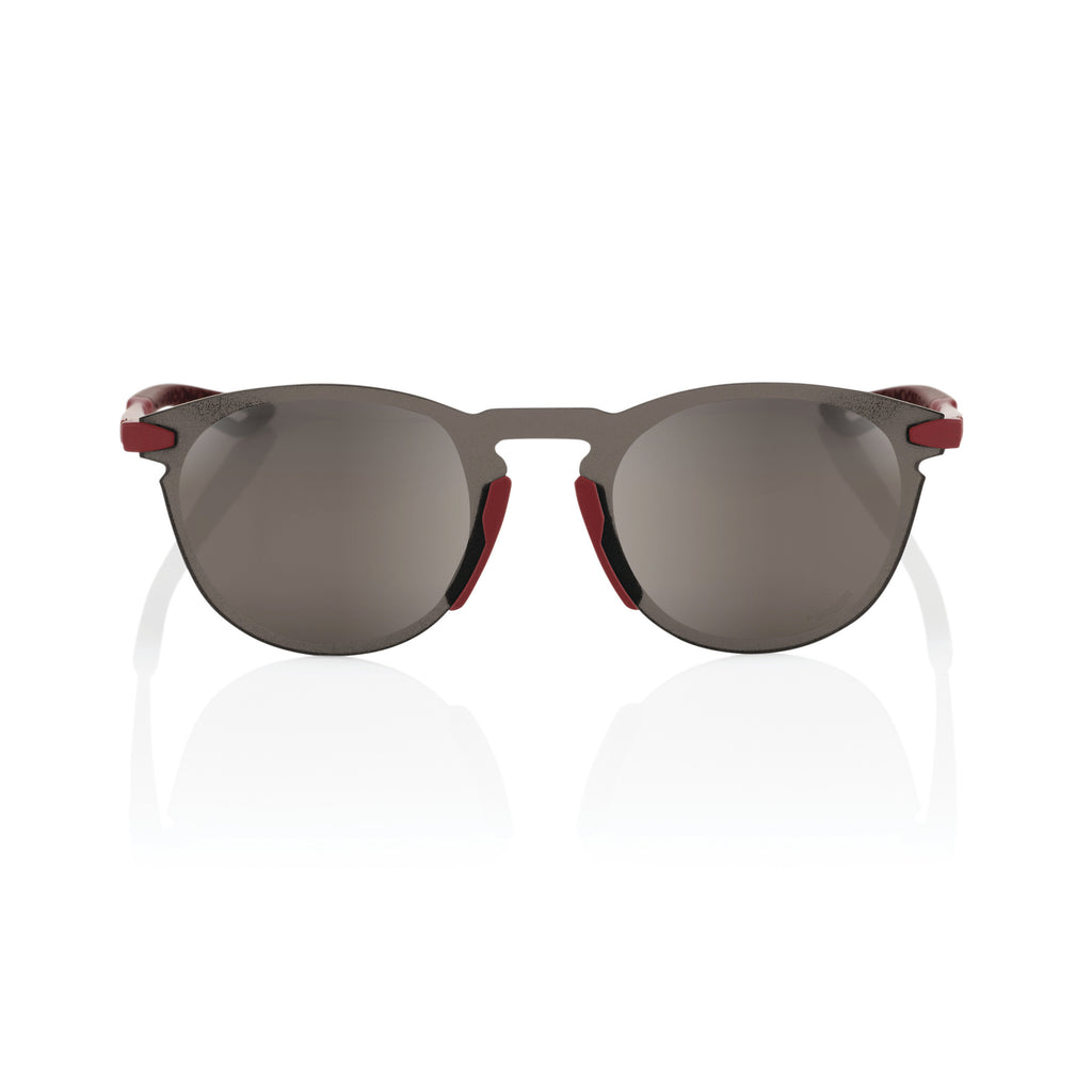 100% LEGERE ROUND Sunglasses - Soft Tact Crimson - HiPER Silver Mirror Lenses - Bikes.com.au