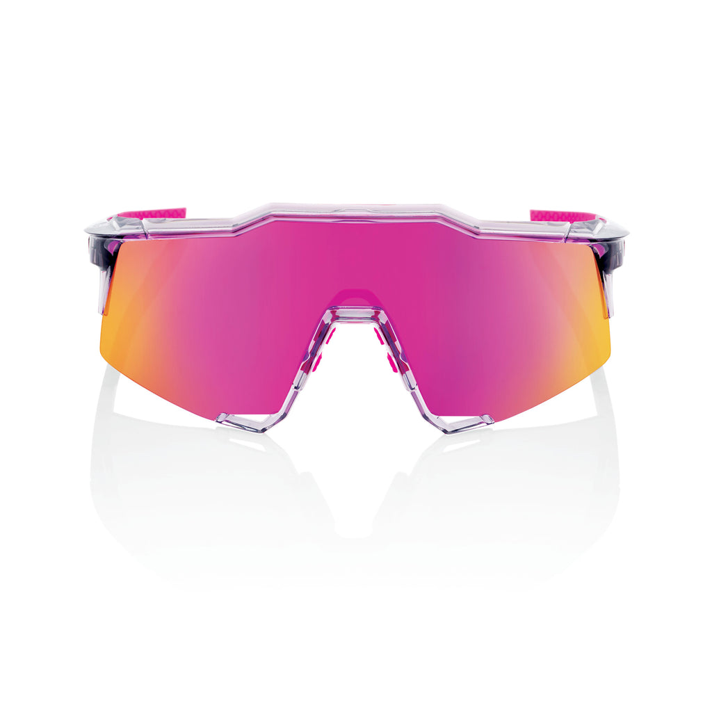 100% SPEEDCRAFT Cycling Sunglasses - Polished Translucent Grey - Purple Mirror Lenses - Bikes.com.au