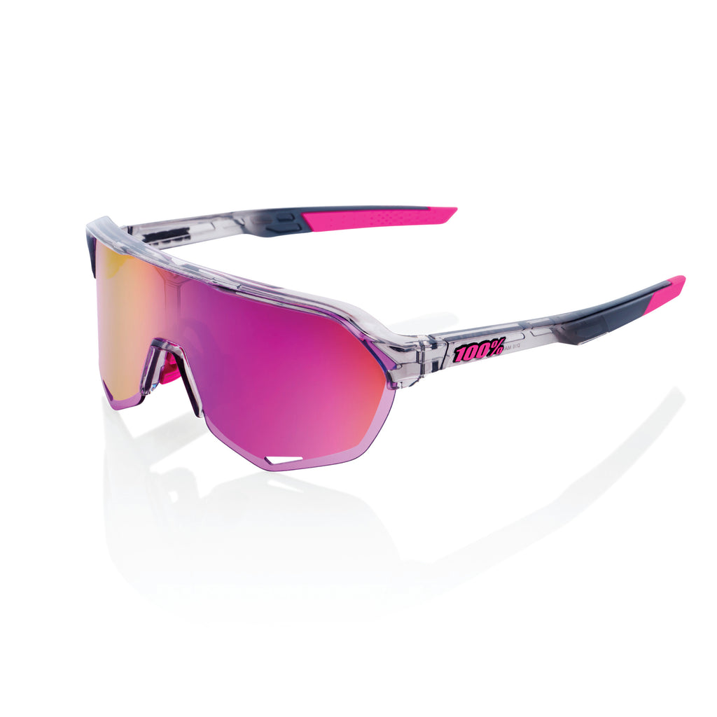 100% S2 Cycling Sunglasses - Translucent Polished Grey - Purple Mirror - Bikes.com.au