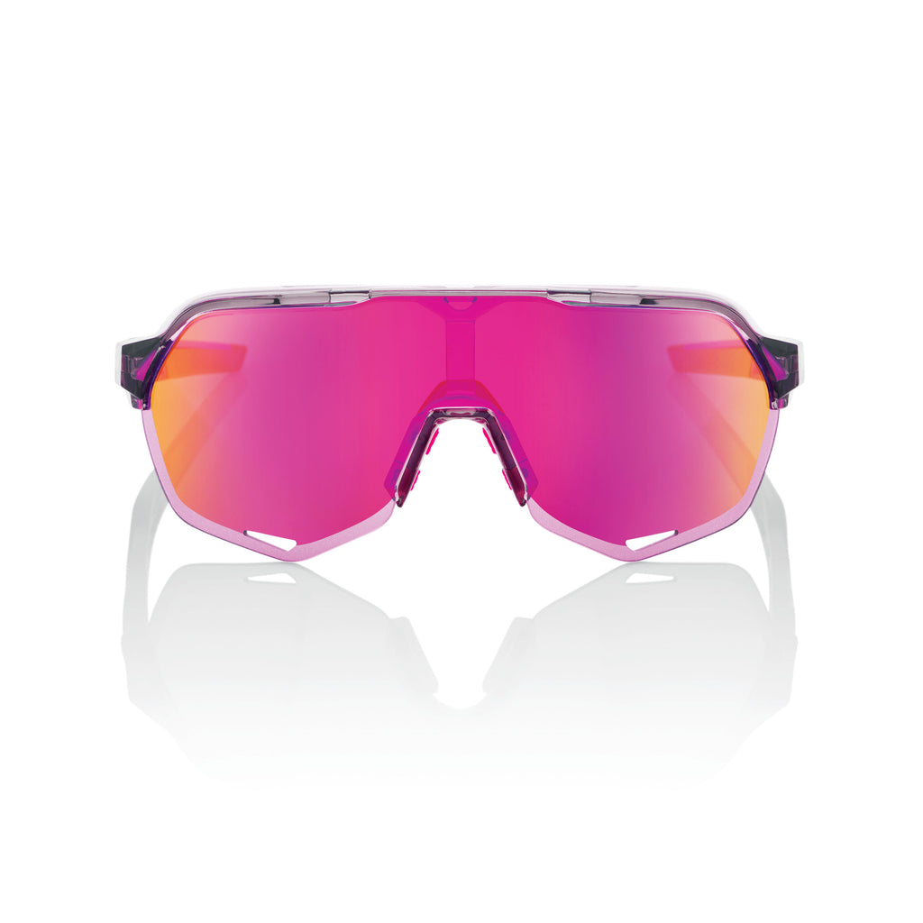 100% S2 Cycling Sunglasses - Translucent Polished Grey - Purple Mirror Lenses - Bikes.com.au