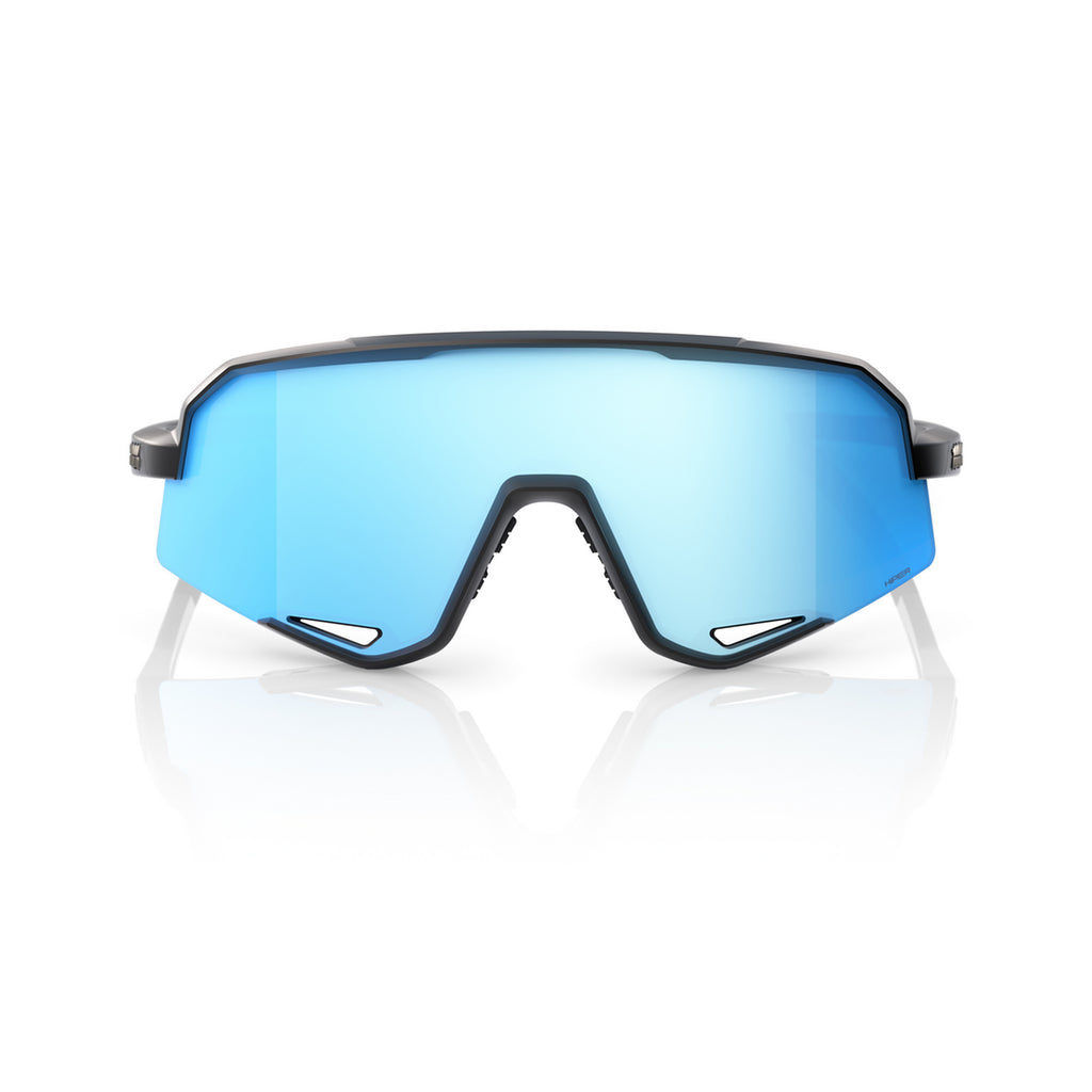 100% SLENDALE Cycling Sunglasses - Matte Black - HiPER Blue Mirror Lenses - Bikes.com.au