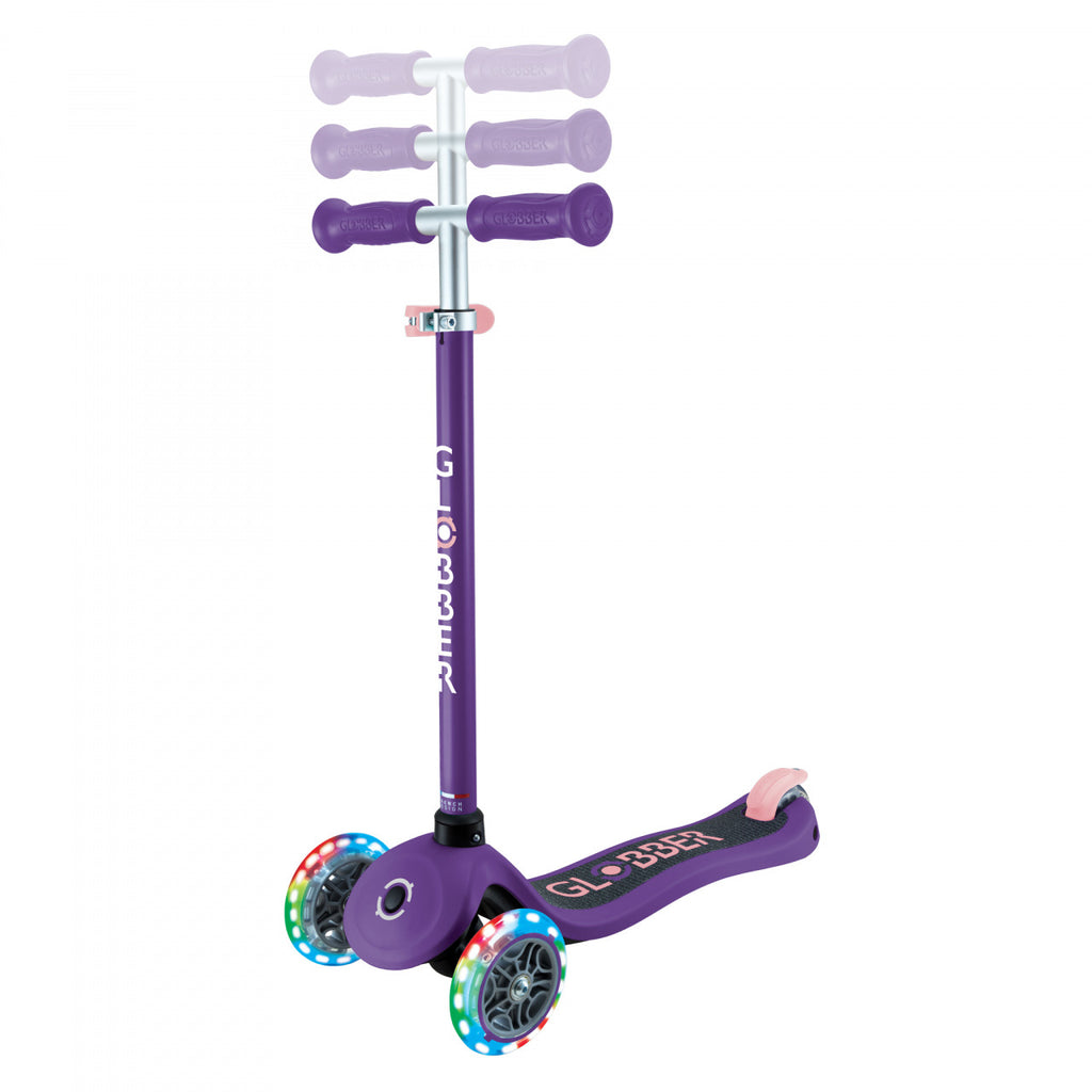 Globber Primo Lights 3 Wheel Scooter - Dark Purple