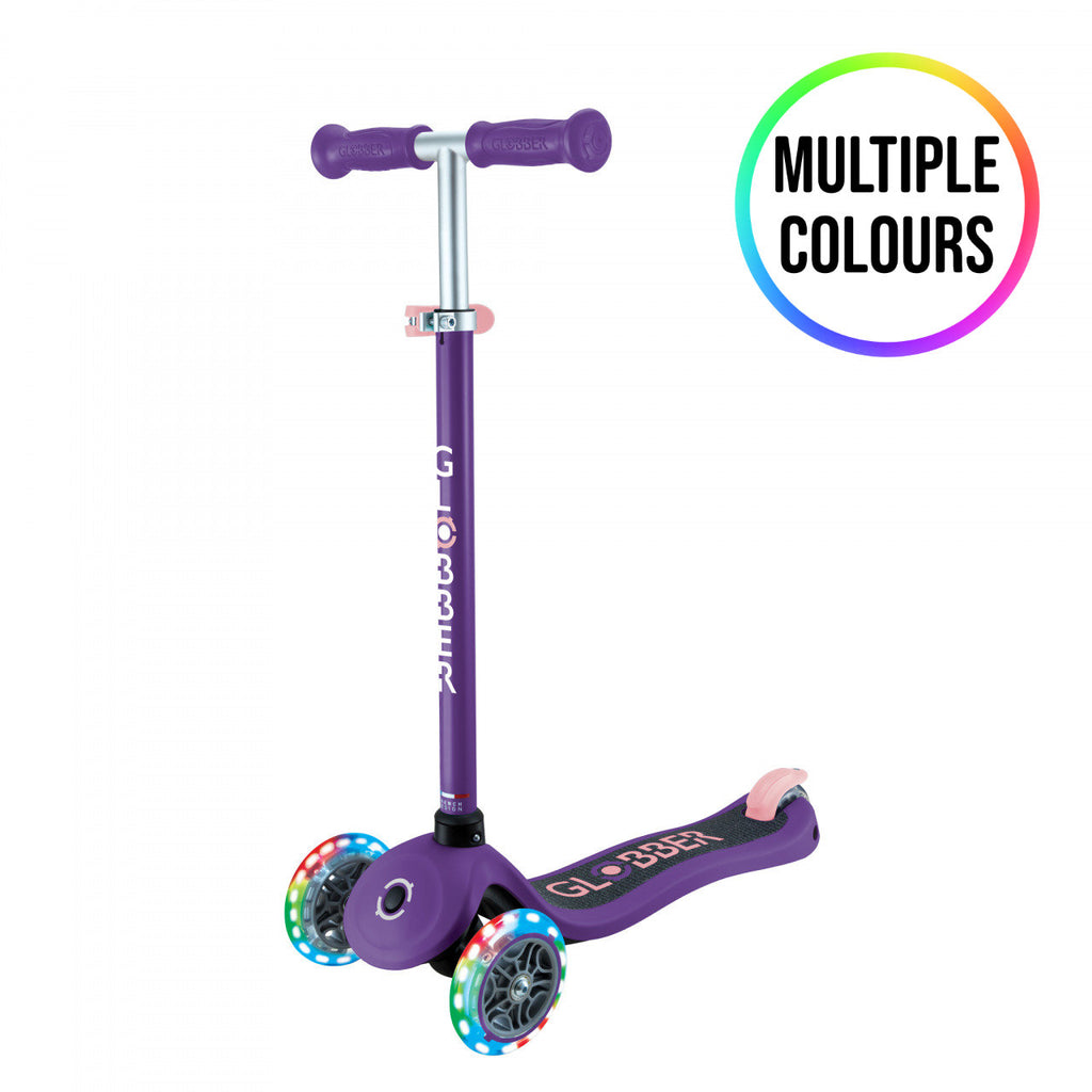 Globber Primo Lights 3 Wheel Scooter - Dark Purple