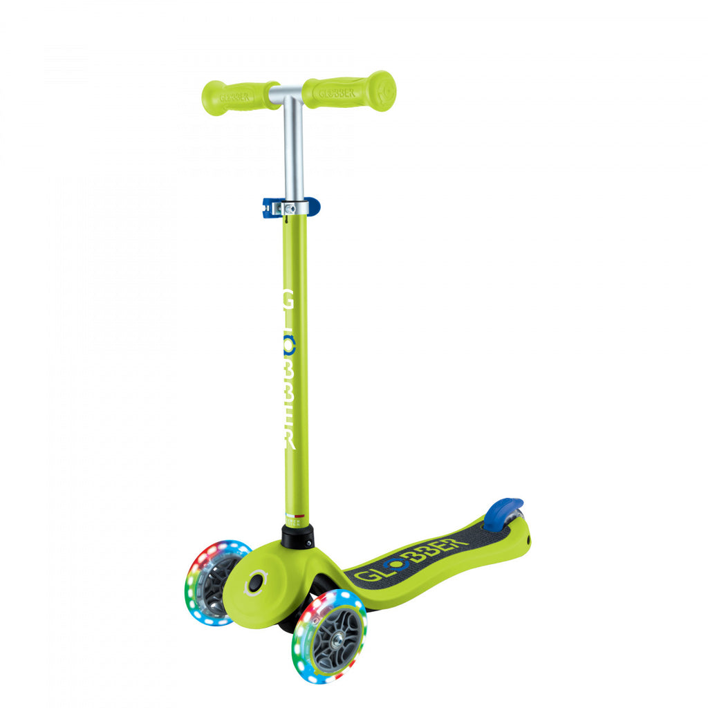 Globber Primo Lights 3 Wheel Scooter - Lime Green