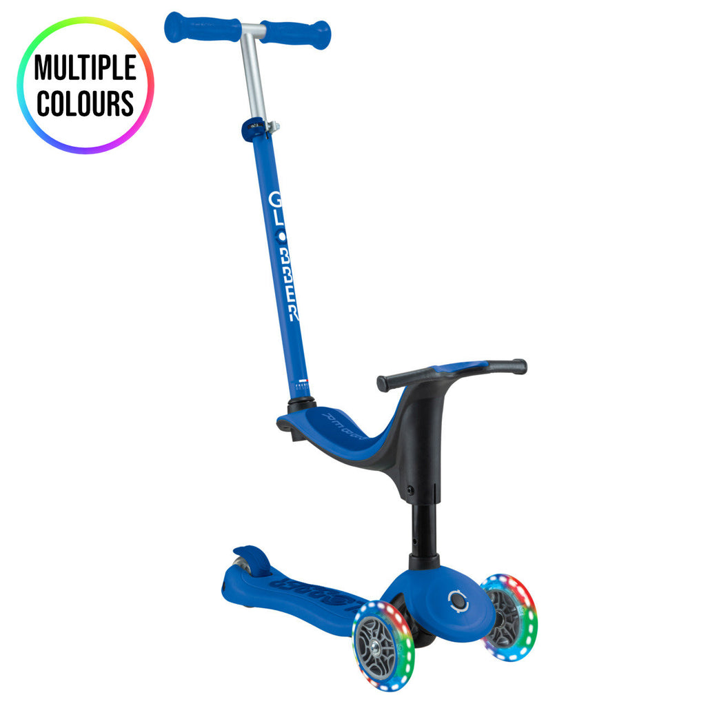 Globber GO UP Sporty Lights Convertible Scooter - Navy Blue