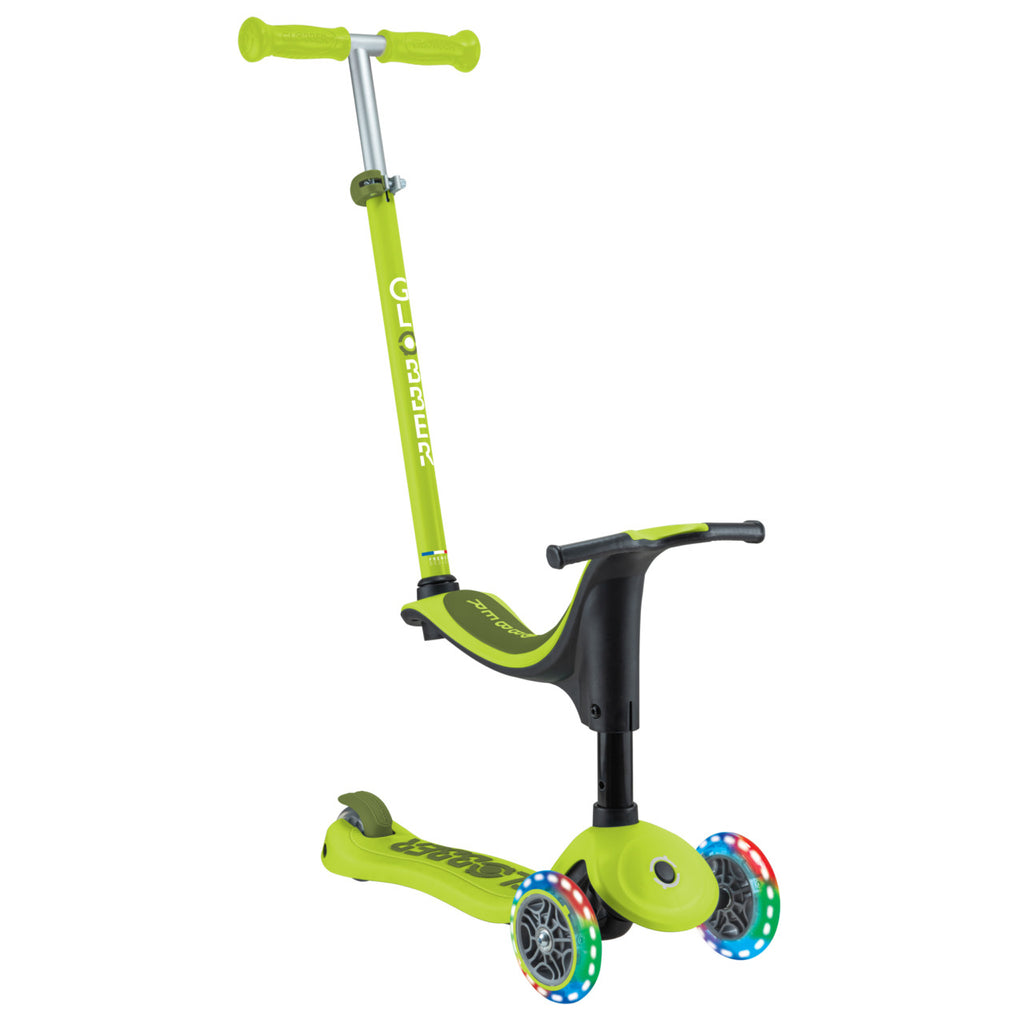 Globber GO UP Sporty Lights Convertible Scooter Lime