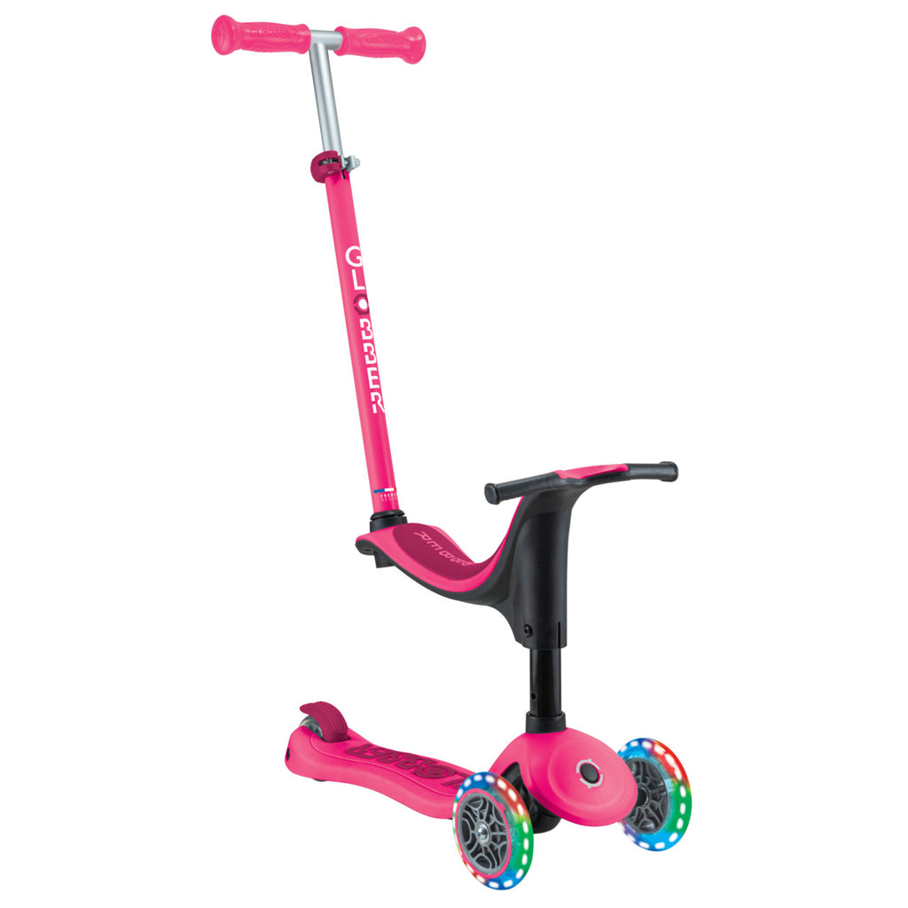 Globber GO UP Sporty Lights Convertible Scooter Fuchsia