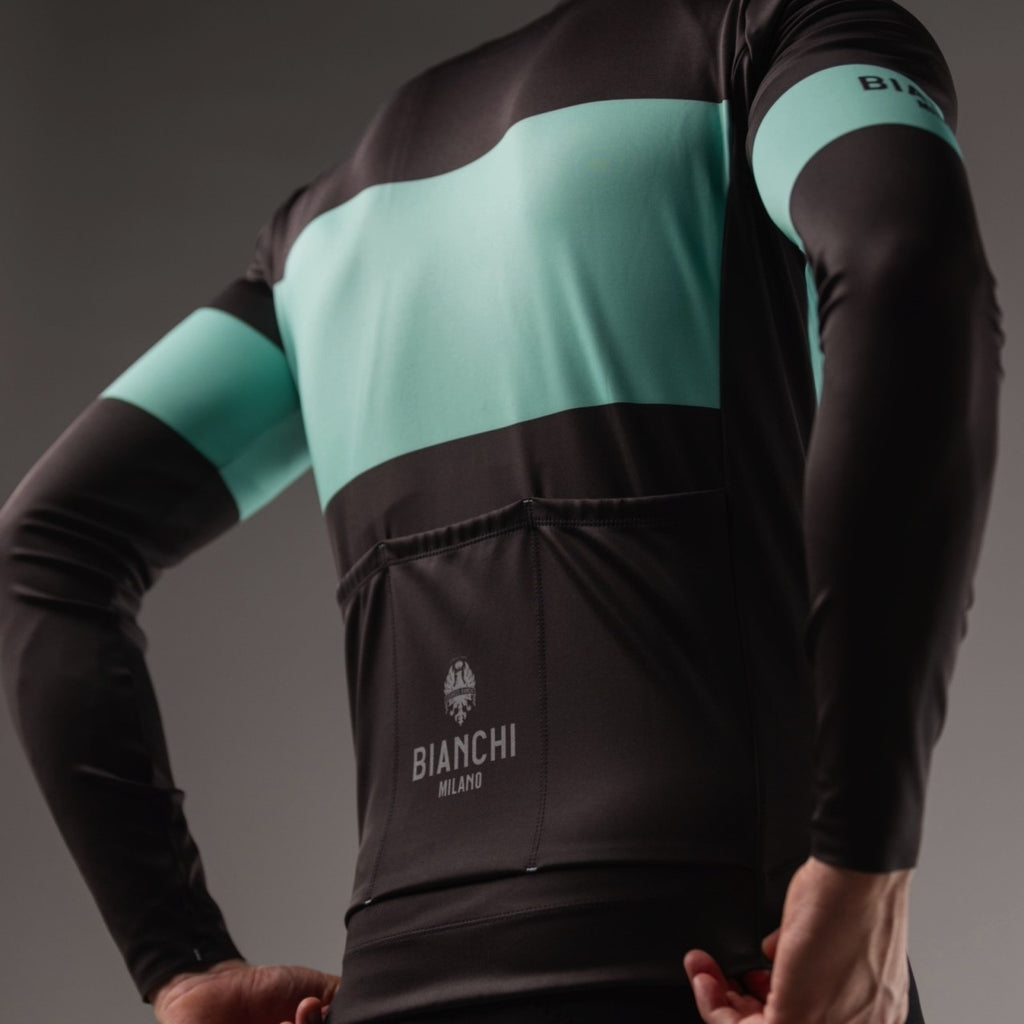 Bianchi Remastered Thermo Men's Jersey - Black Celeste - Bikes.com.au