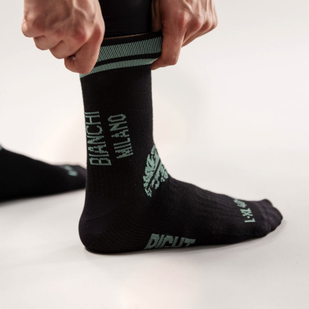 Bianchi Milano Winter Insulated Unisex Cycling Sock - Black Celeste - Bikes.com.au