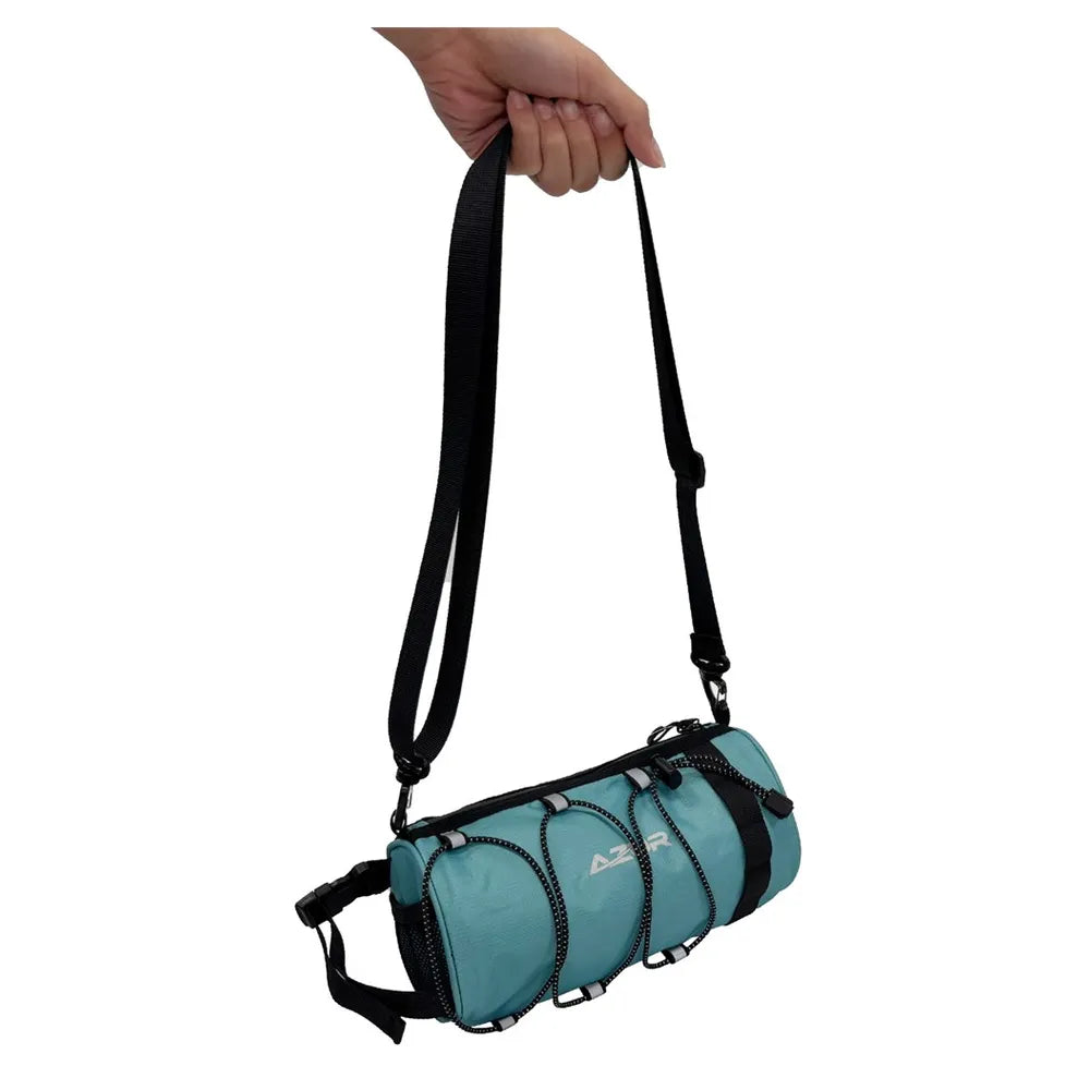 Azur Roll Handlebar Bag - Turquoise carry strap
