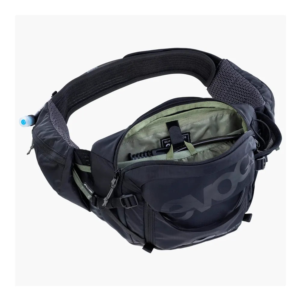 EVOC Hip Pack Pro 3 + Hydration Bladder 1.5L open
