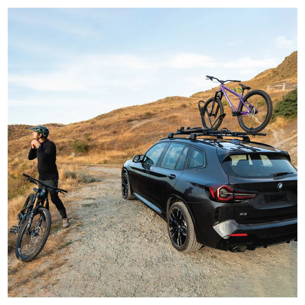 EziGrip Uplift 1 Bike Roof Rack bike mounted wide shot