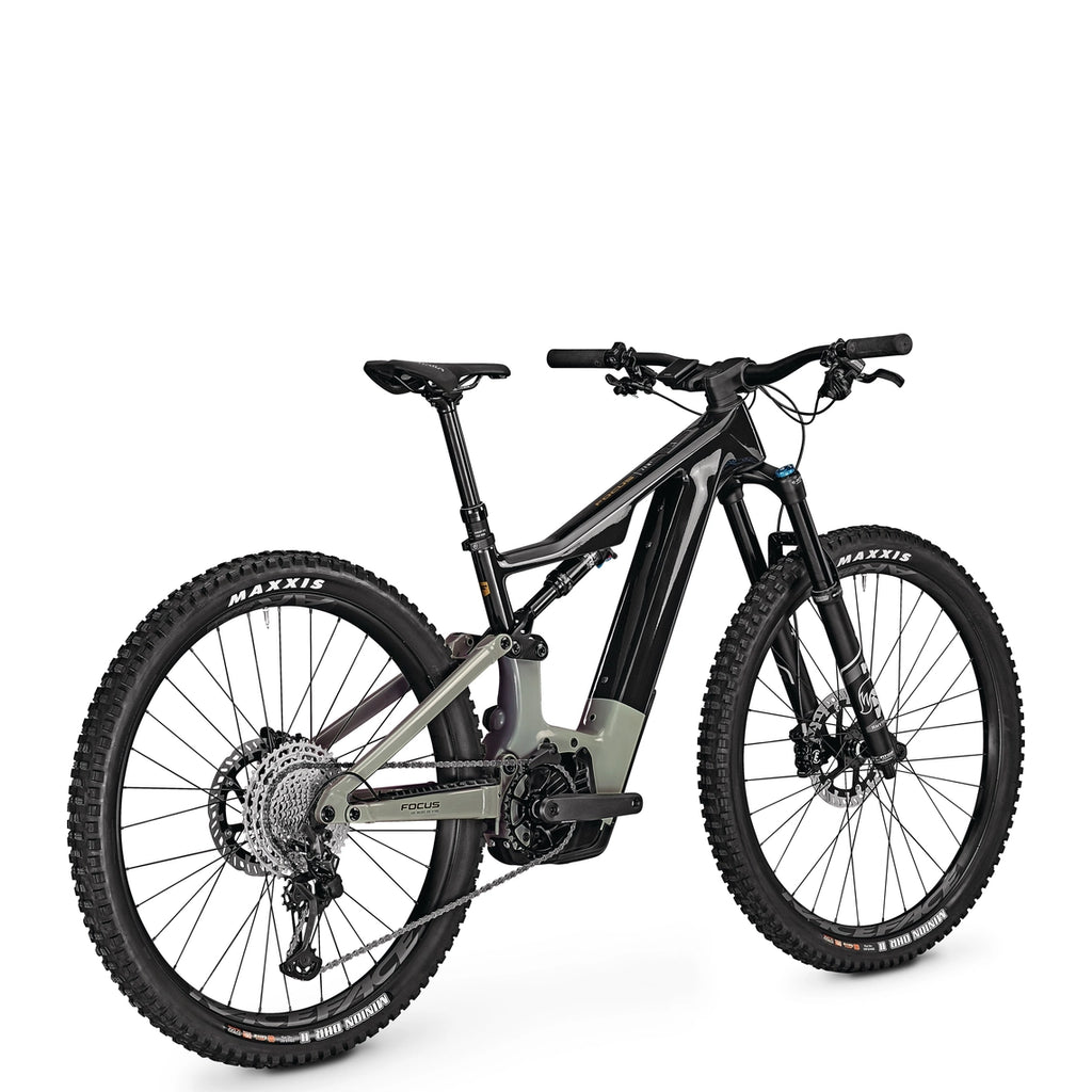 Focus JAM2 8.8 Electric Mountain Bike - Carbon Raw/Sky Grey rear angle