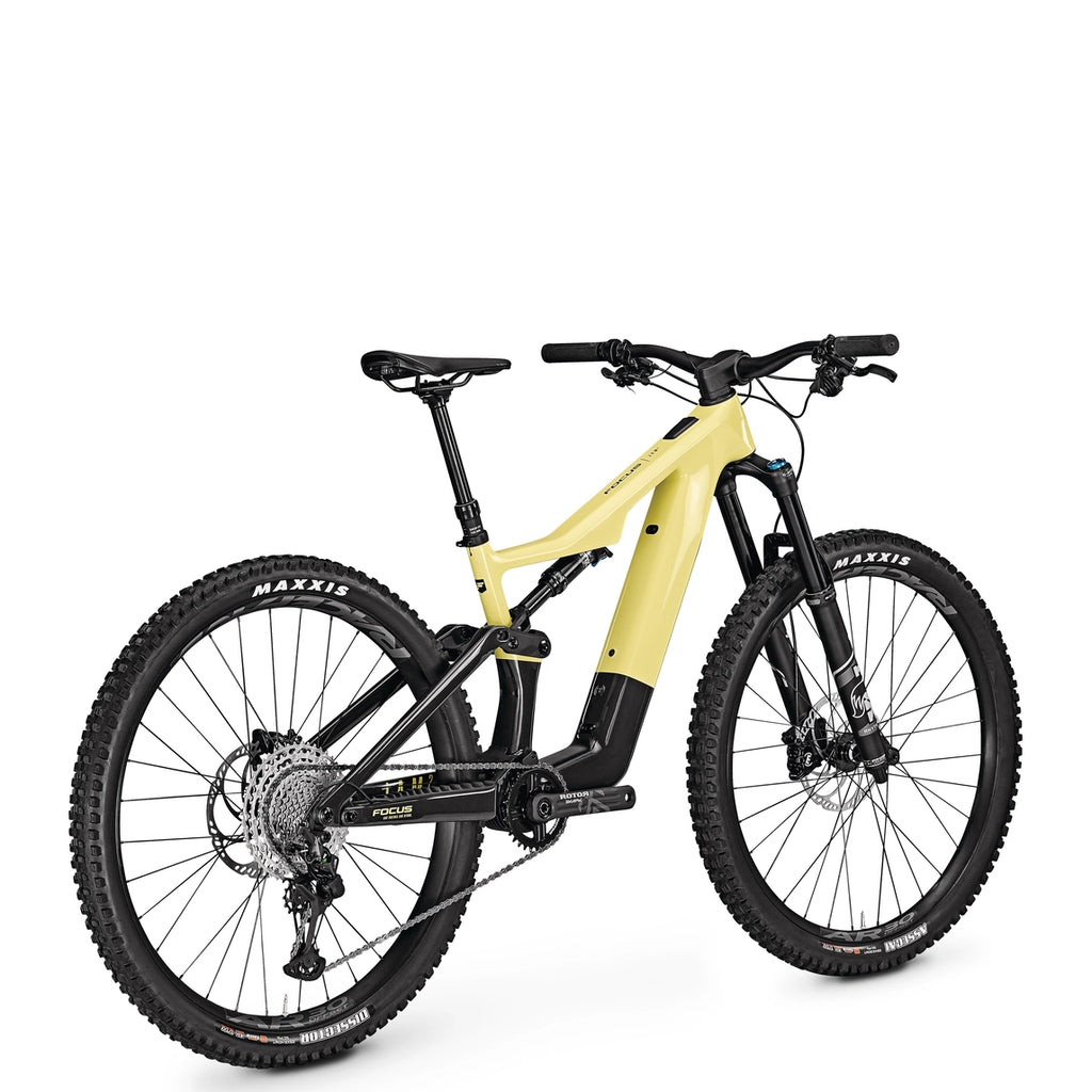 Focus JAM2 SL 8.8 Electric Mountain Bike - Limeyellow/Carbon Raw rear angle