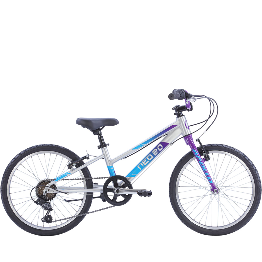 Apollo Neo+ 20" 6s Kids Bikes - Brushed Alloy / Purple / Blue Fade