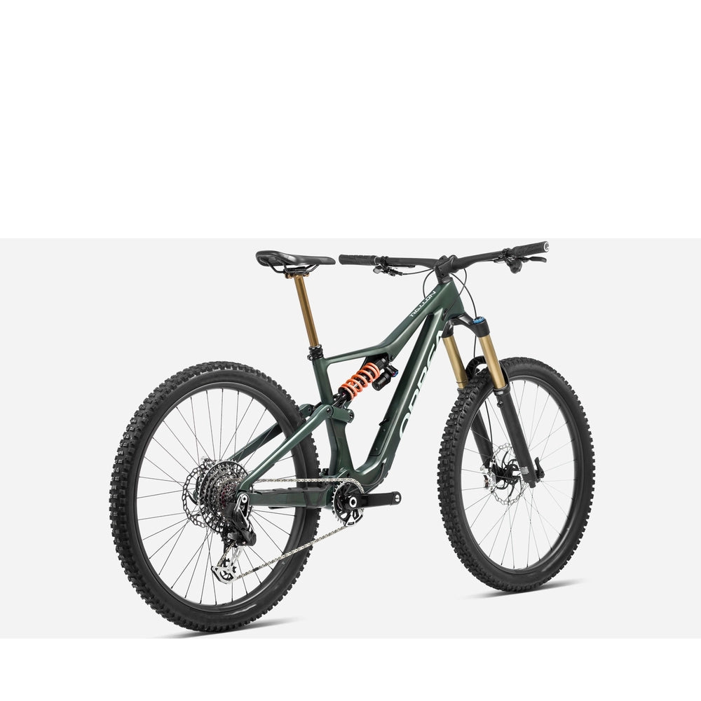 Orbea Rallon M11 AXS Dual Suspension Mountain Bike - Forest Green/Blue Stone Angled Rear