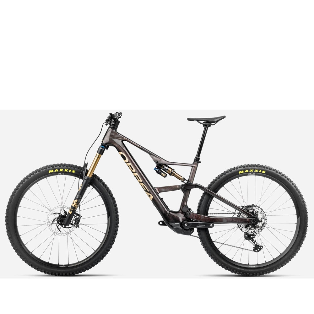 Orbea Rise LT M10 Electric Dual Suspension Mountain Bike - Cosmic Carbon View - Golden Sands non drive side