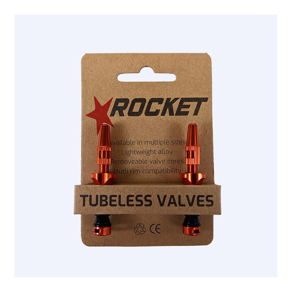 Rocket Tubeless Valves - 48mm Orange