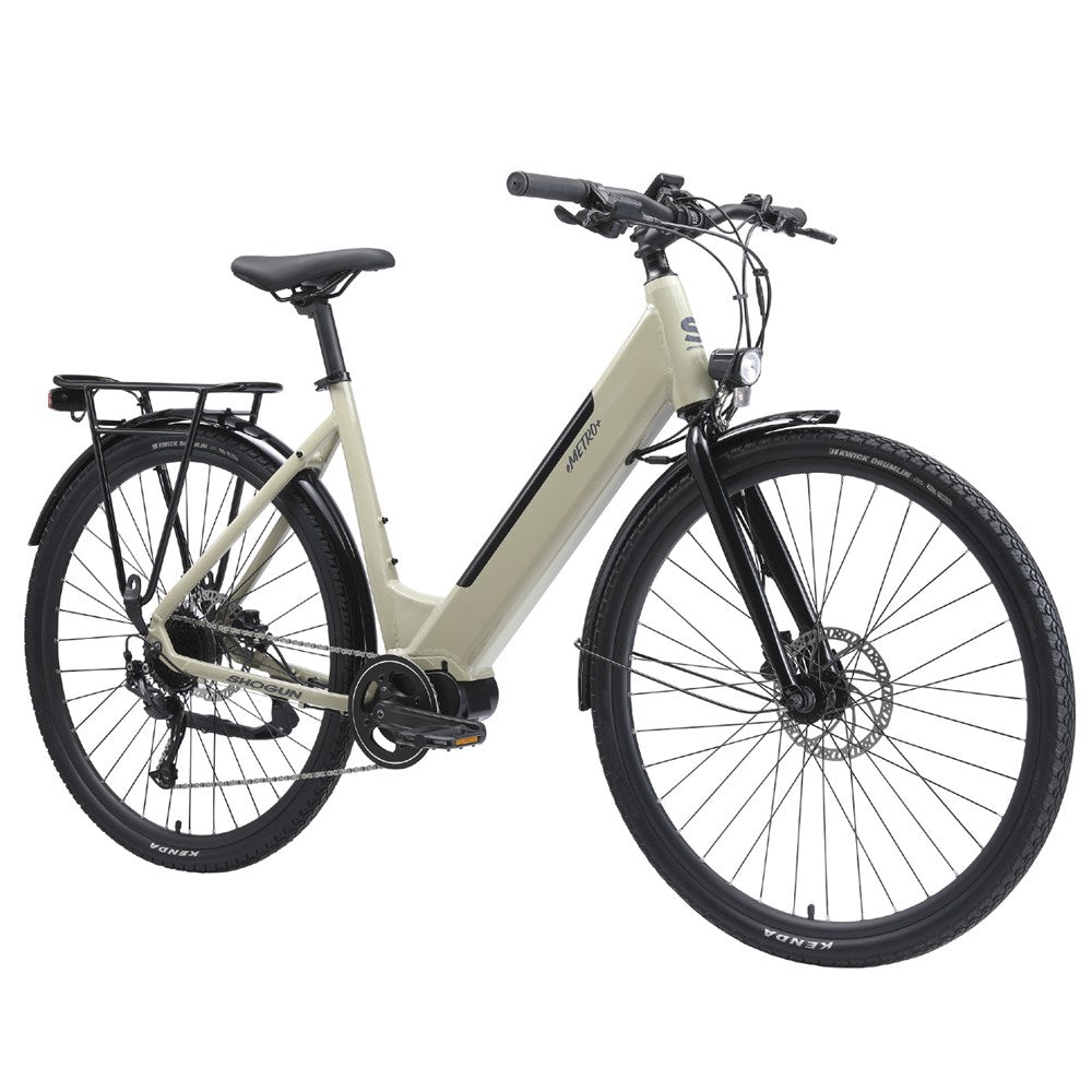 Shogun eMetro+ Step Through Electric Bike - Grey Side on Front 