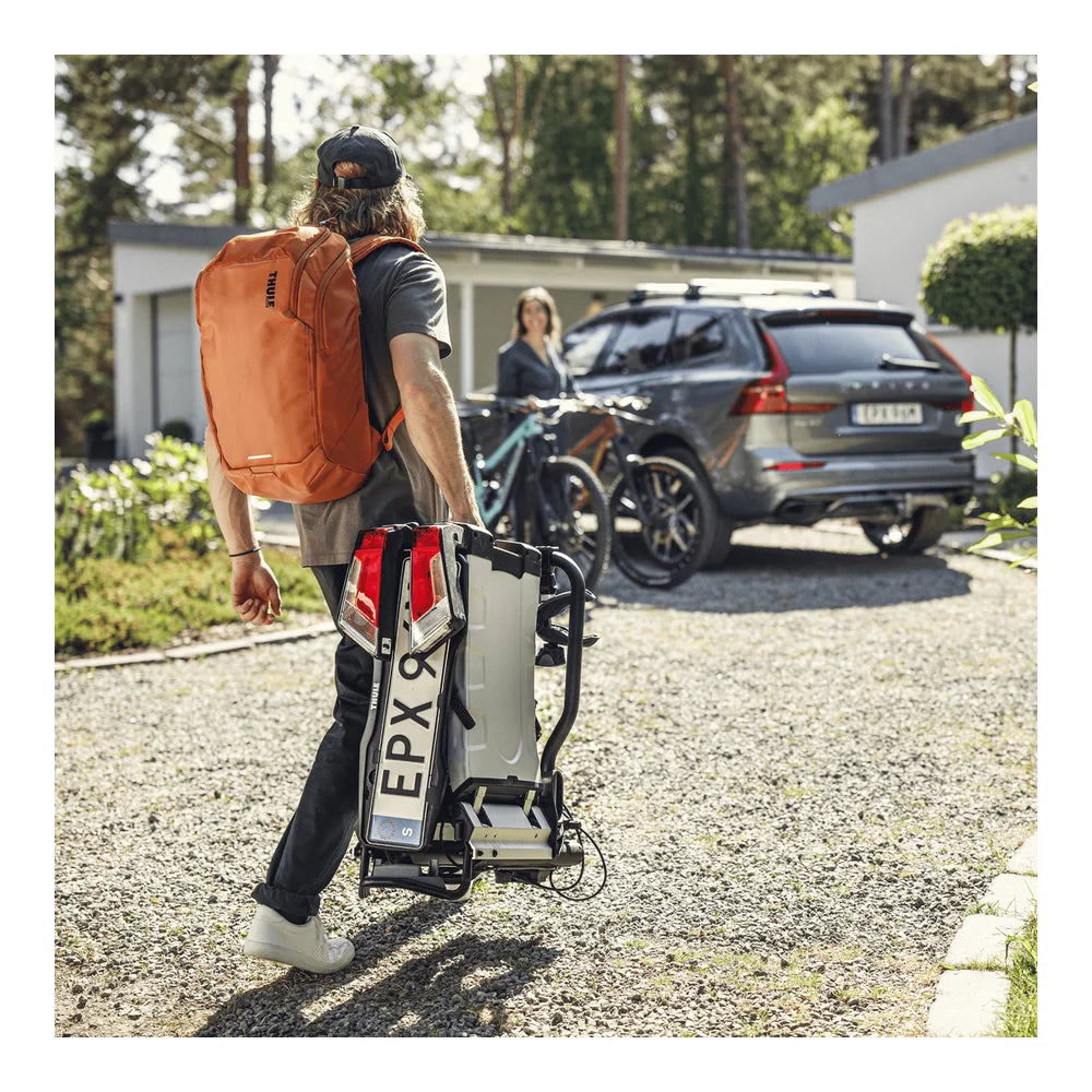 Thule EasyFold XT 3 Bike Car Bike Rack - Tow Ball mount being carried folded