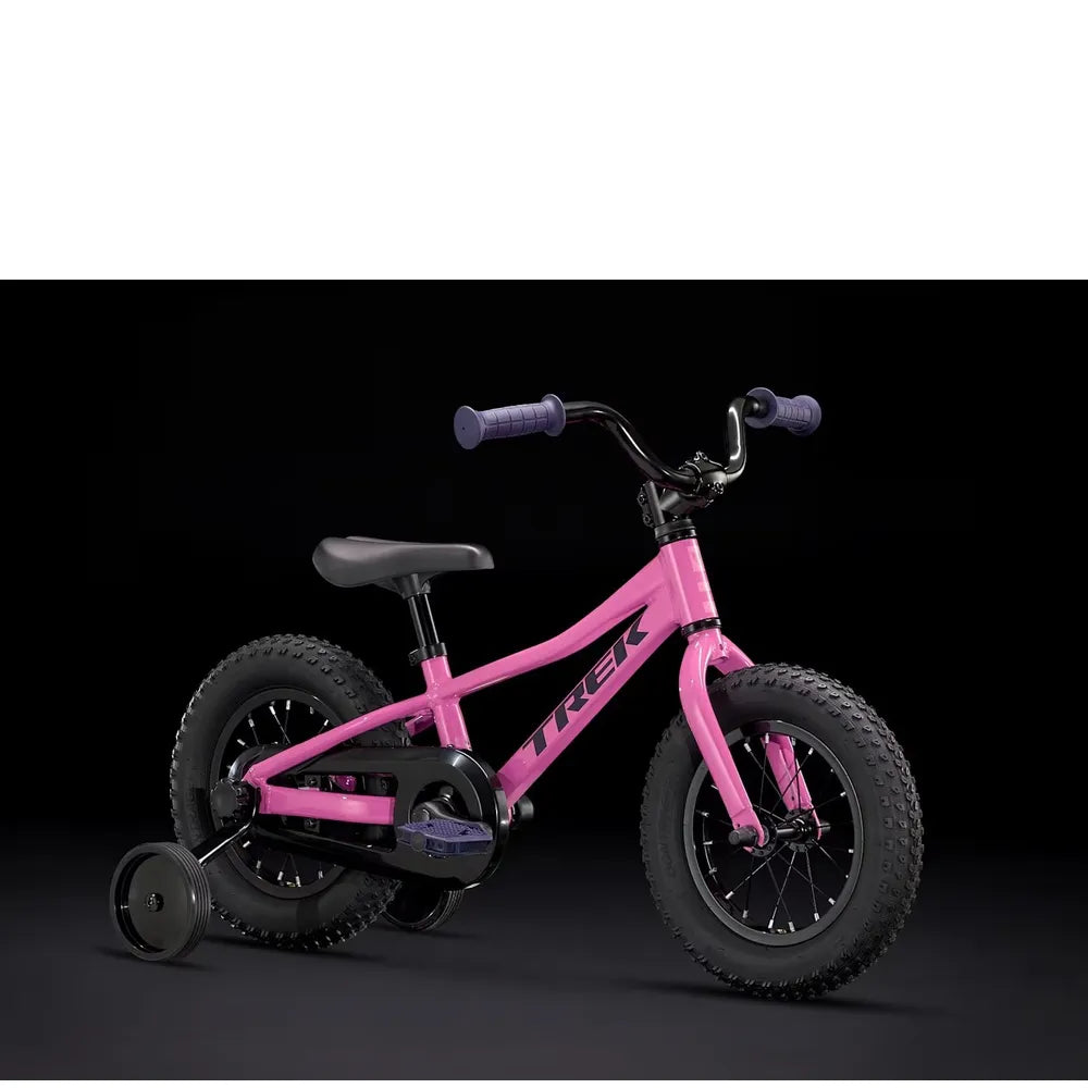 Trek Precaliber 12 Kids Bike - Flamingo Pink 2025 oblique forward 
