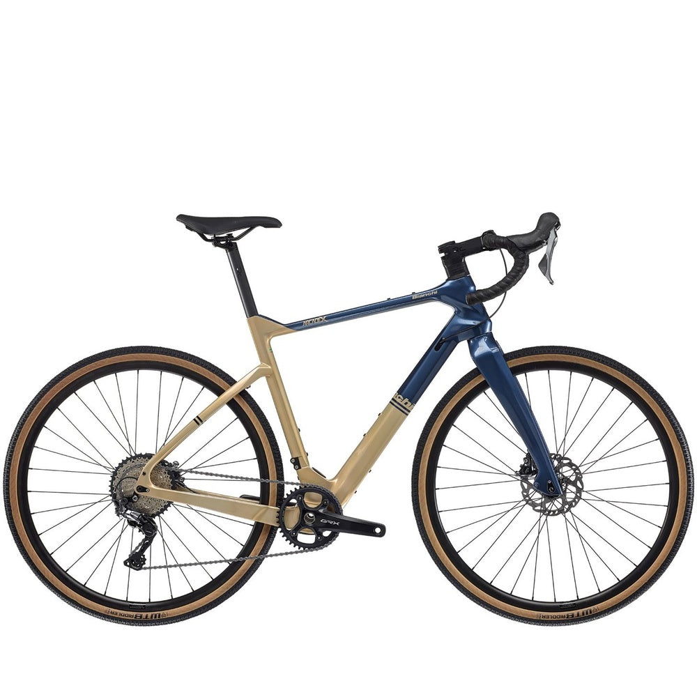 Bianchi Arcadex Gravel Bike GRX 810 - Gold Storm/Blue Note - bikes.com.au