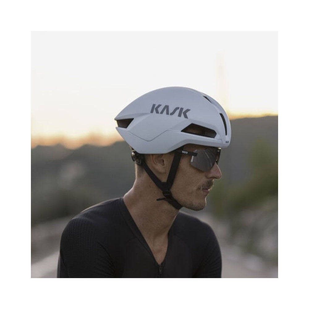 KASK Nirvana WG11 Road Helmet – White Matt on head