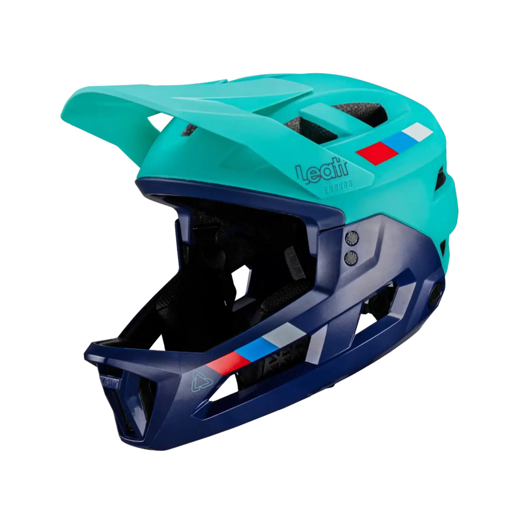 Leatt Enduro 2.0 Jr MTB Kids Full Face Helmet Aqua angled left side