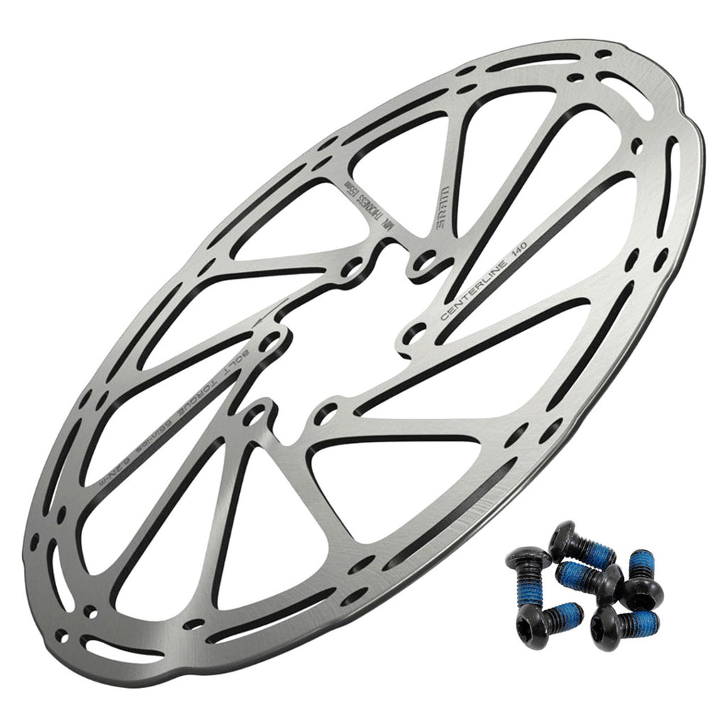 SRAM Centerline  ISO 6-Bolt Rounded Disc Brake Rotor Angled + Bolts