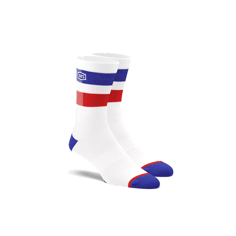 100% Flow Performance Socks - White - bikes.com.au