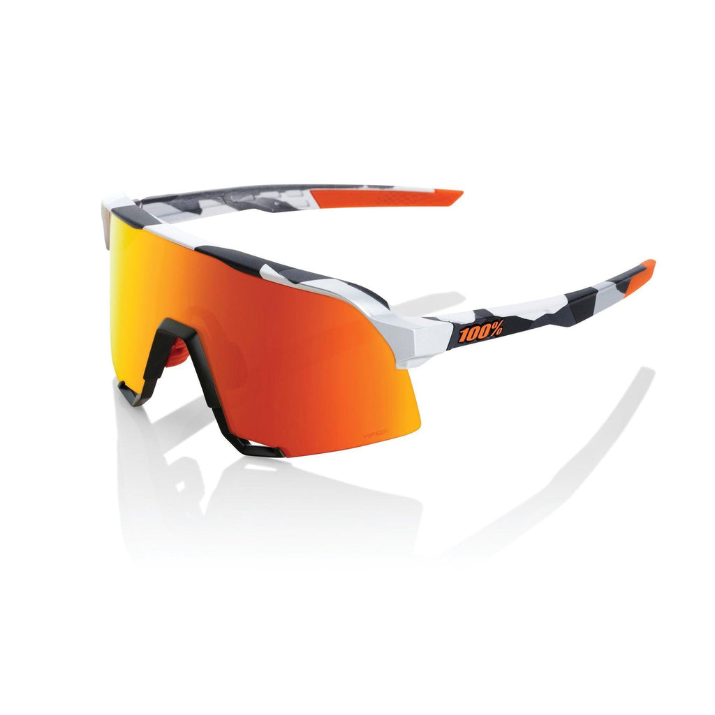 100% S3 Sunglasses - Soft Tact Grey Camo - HiPER Red Multilayer Mirror Lens - bikes.com.au