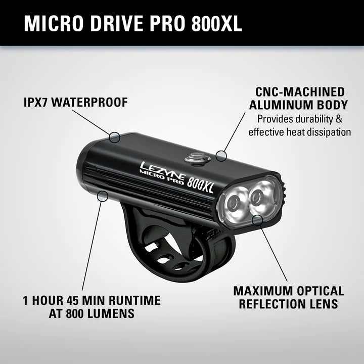 Lezyne Micro Drive Pro 800XL - Front Light - bikes.com.au