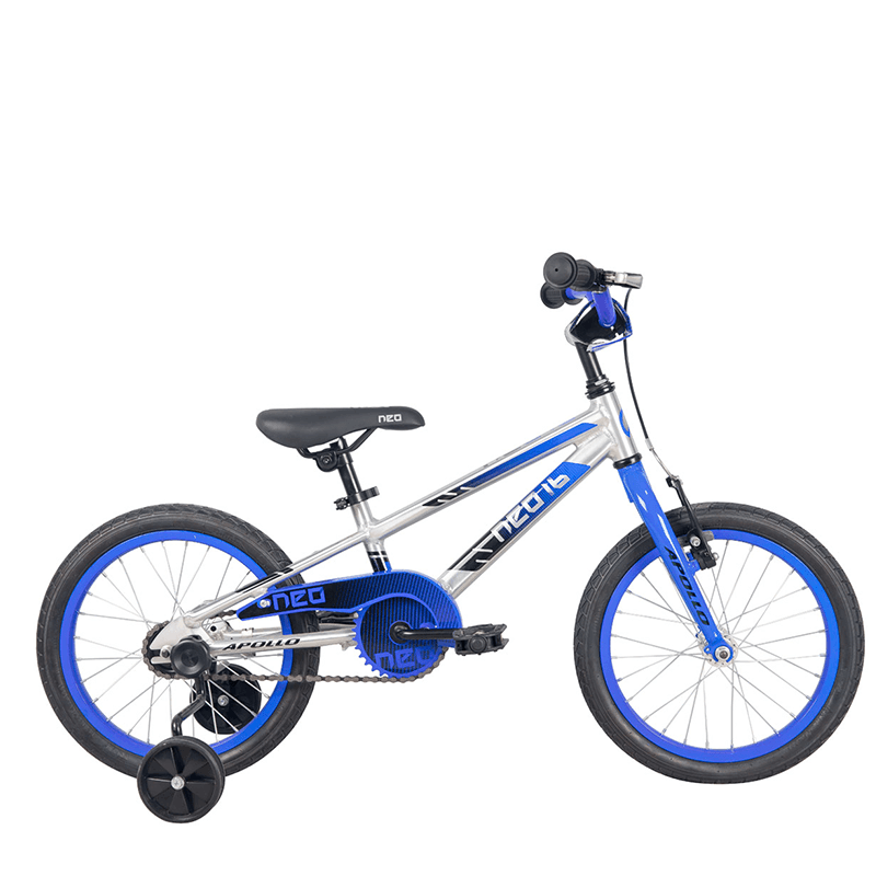 Apollo Neo+ 16" Kids Bikes - Brushed Alloy / Blue / Black - bikes.com.au