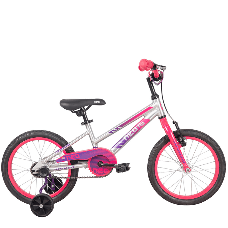Apollo Neo+ 16" Kids Bikes - Brushed Alloy / Pink / Purple Fade - bikes.com.au